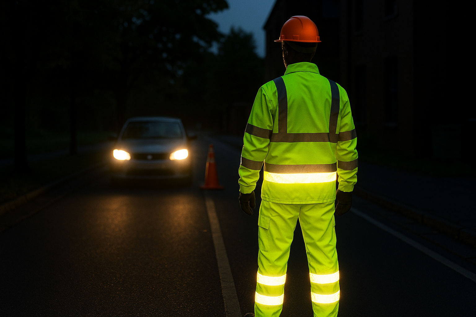 Workers wearing high visibility clothing
